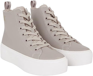 Calvin Klein Jeans Damen Cupsole Sneaker Cupsole Flatform Mid Schuhe, Beige (Porpoise), 40 im Sale